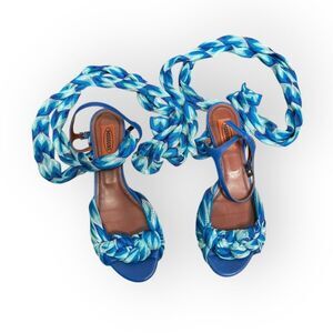 Missoni Sidi Silk Wrapped Blue Sandals Size 38